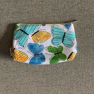 Clinique Makeup Cosmetic Bag With Butterflies. Ladybugs On Inside. Zipper. NEW.